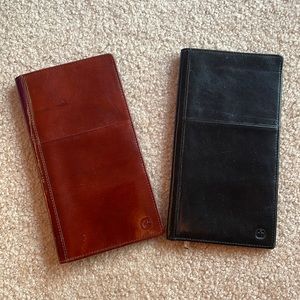 Wenger Swiss Army Brown + Black Leather 1980’s Travel Wallet (set of 2)